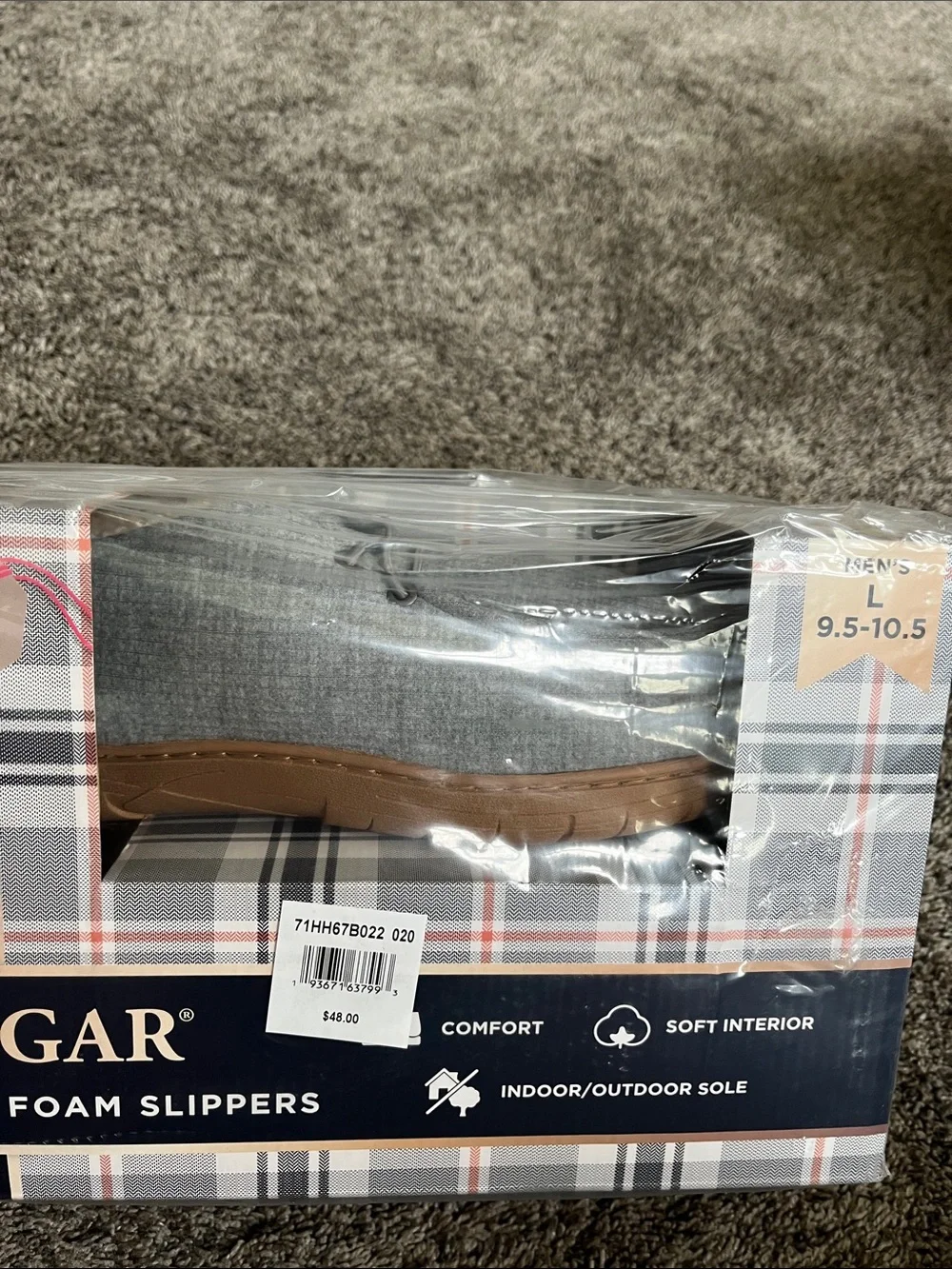 Haggar memory foam slippers! Men. Large. 9.5 to 10.5. New in box. Gray. Comfy